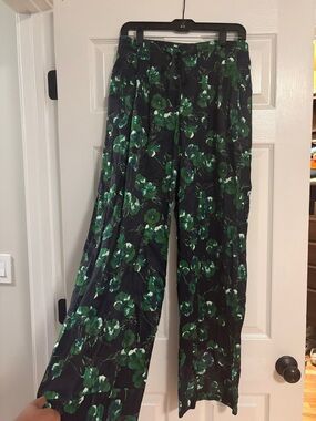 Anthropologie Floral Satin Pants